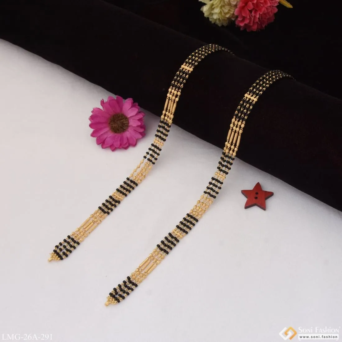 1 Gram Gold Plated 4 Line Beautiful Design Mangalsutra Dori for Women - Style A291