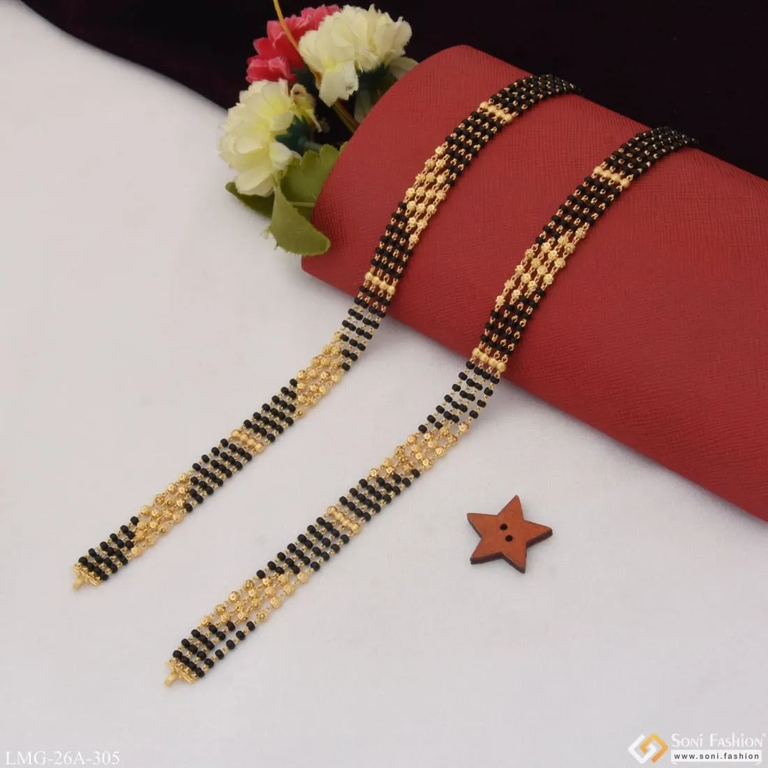 1 Gram Gold Plated 4 Line Finely Detailed Mangalsutra Dori for Women - Style A305