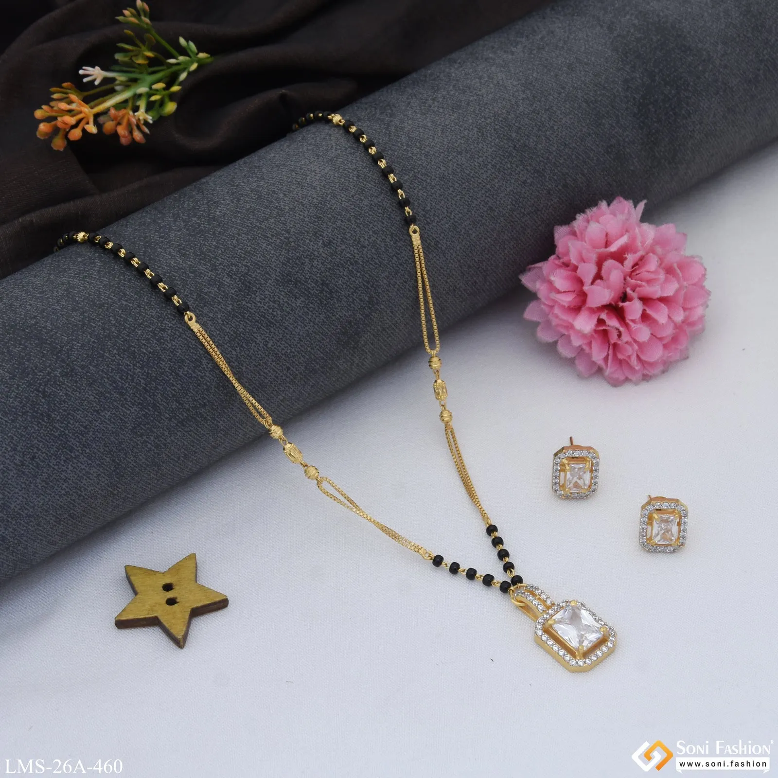 1 Gram Gold Plated Glamorous Design Mangalsutra Set for Women - Style A460