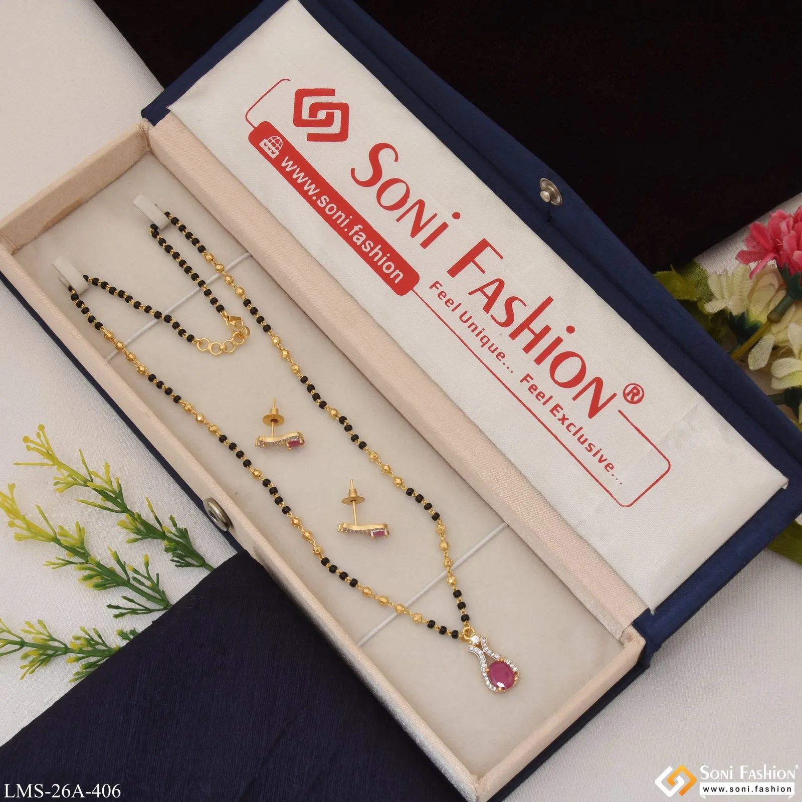 1 Gram Gold Plated Graceful Design Mangalsutra Set for Women - Style A406