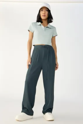 Anchor Grey Knotted Waist Korean Pants