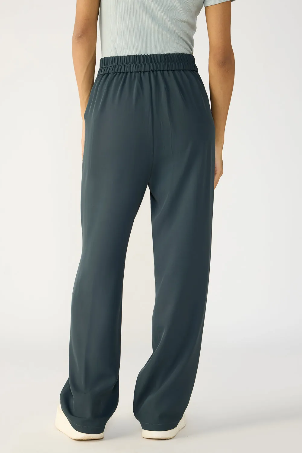 Anchor Grey Knotted Waist Korean Pants