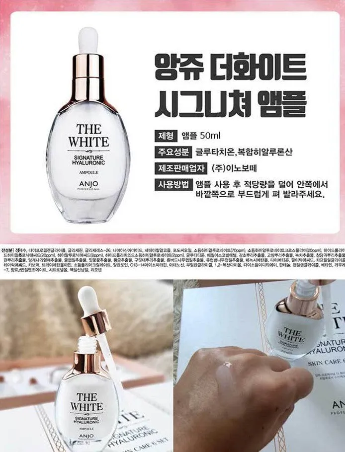 Anjo The White Skin care 6 Sets Signature Hyaluronic Blemish Glutathione Anti-ageing Wrinkles Dark Circles Finelines Gifts Whitening Brightening