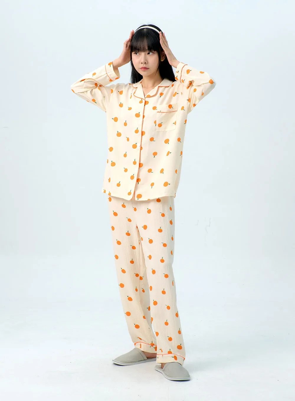 Apricot Pattern Pajama Set IG313