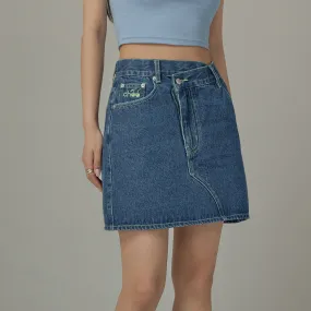 Asymmetrical Button Daily Denim Mini Skirt