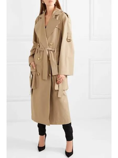 Beige maxi length cotton twill trench RRP £2800