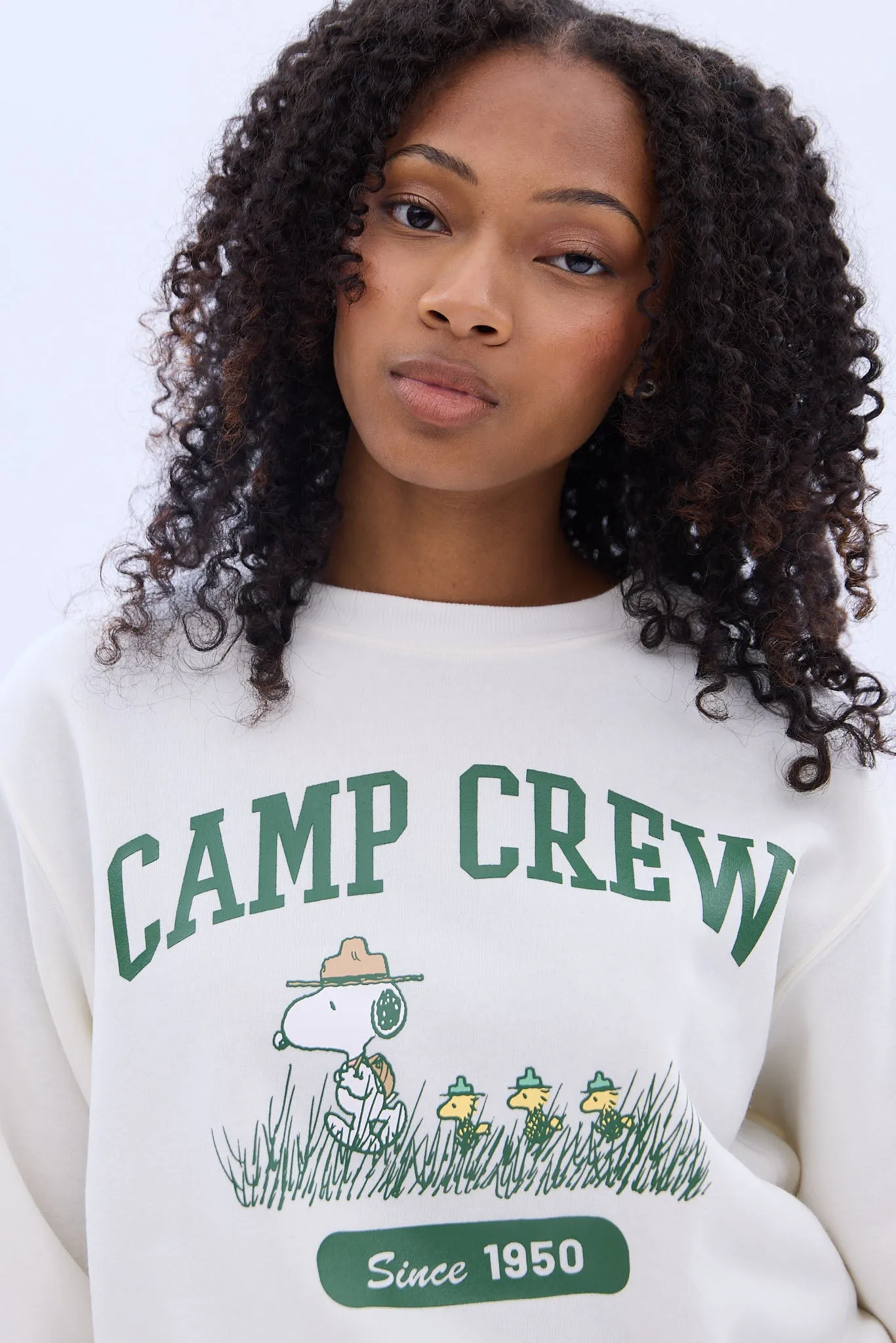 Camp Snoopy Graphic Crew Neck Sweatshirt