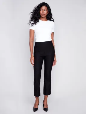 Capri Pants with Hem Slit - Black