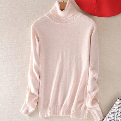 Cashmere Sweater Women Turtleneck Women's Plus Size Knitted