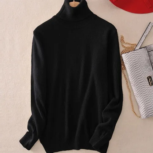 Cashmere Sweater Women Turtleneck Women's Plus Size Knitted