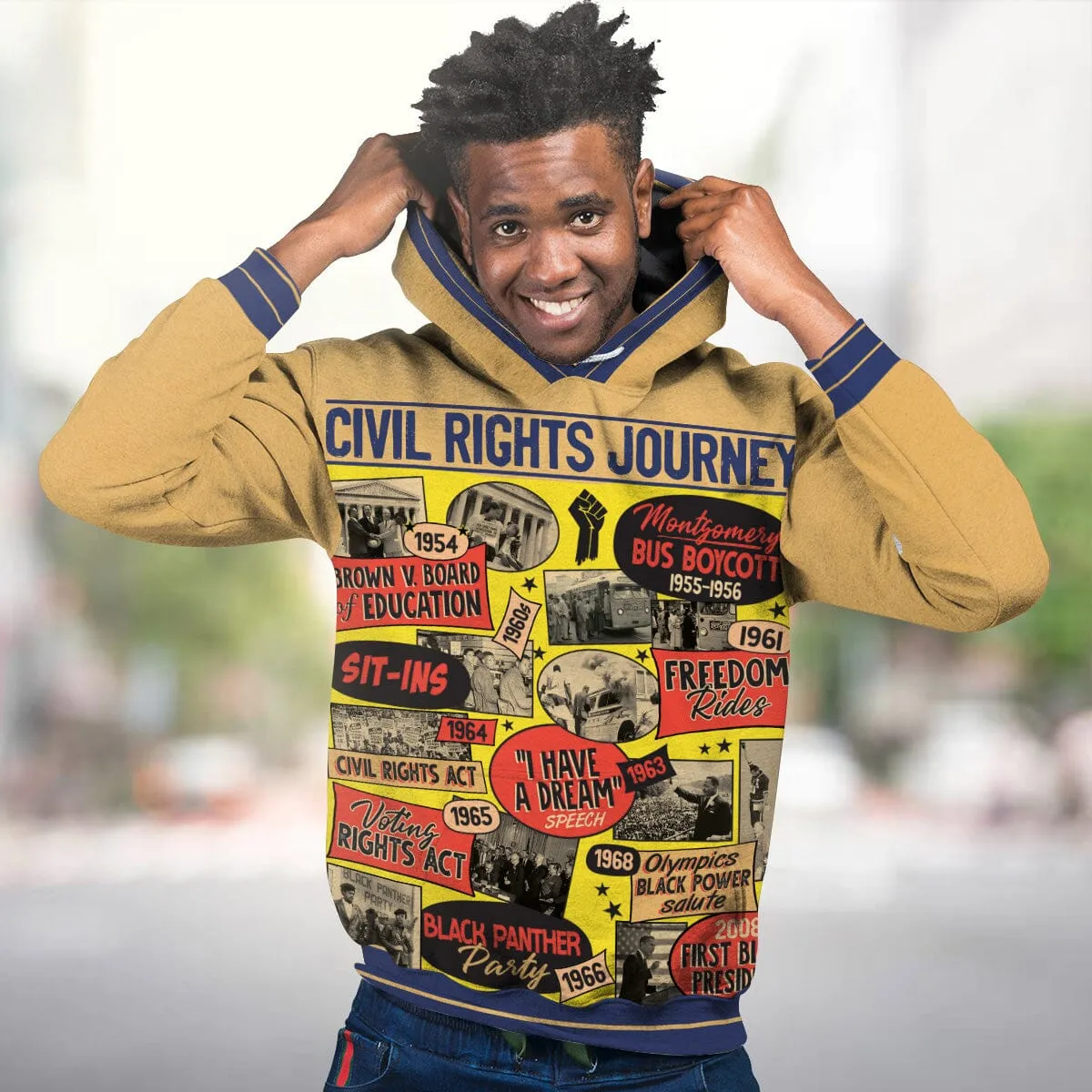 Civil Rights Events in 50s Style All-over Hoodie