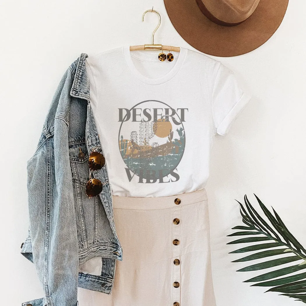 Desert Vibes Western Cactus Graphic T-Shirt - WE159