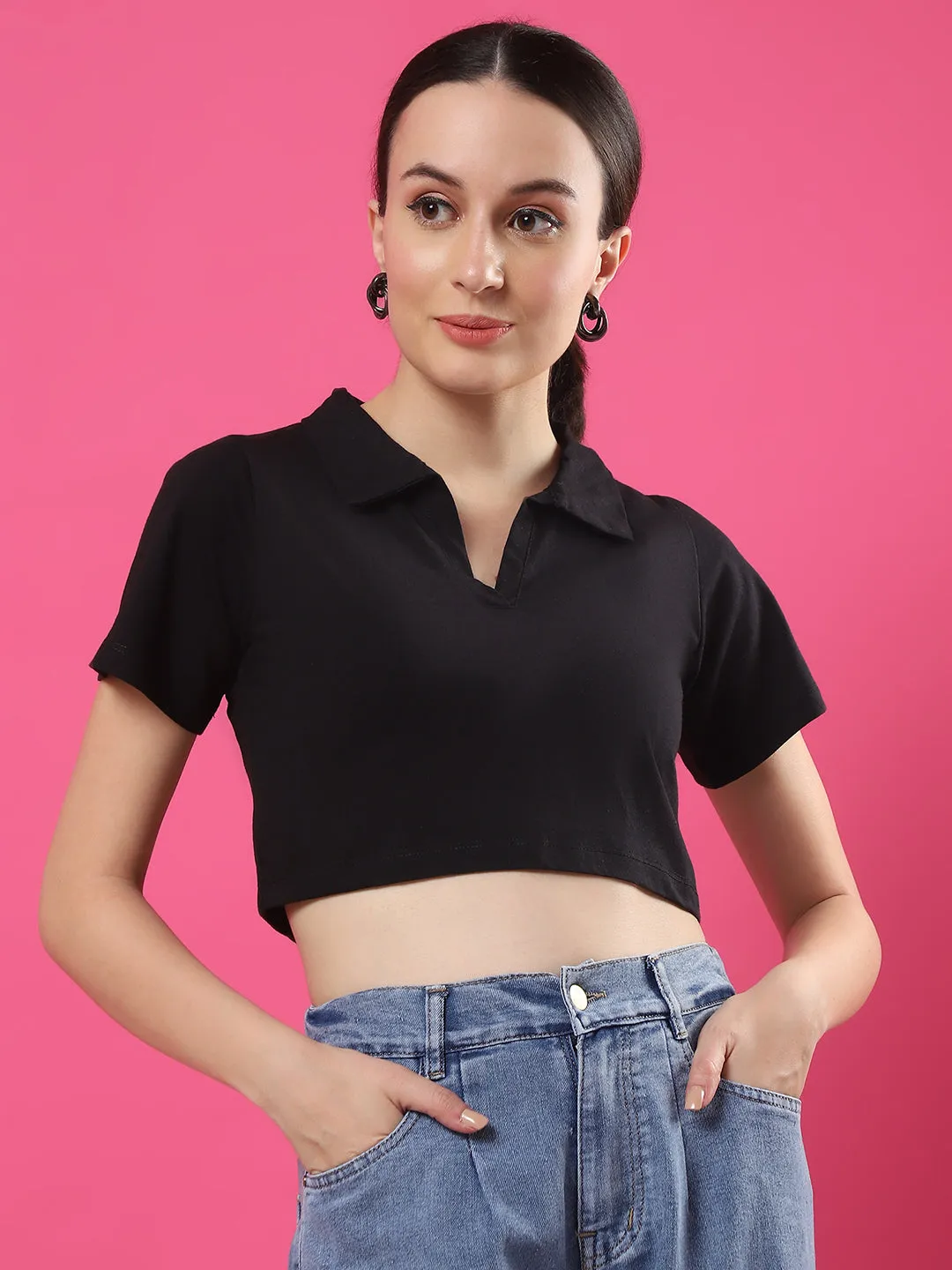 Elegant Polo Crop Top for Women