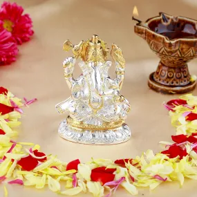 Estele Gold & Rhodium Plated Spiritual Lord Bal Ganesh Idol for Gifts & House Warming/Home/Office Decors.