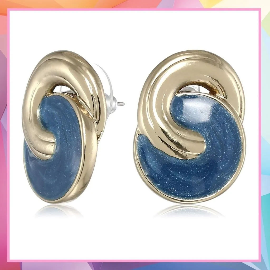 Estele Gold Plated Blue colour Design mosaic Studs for women