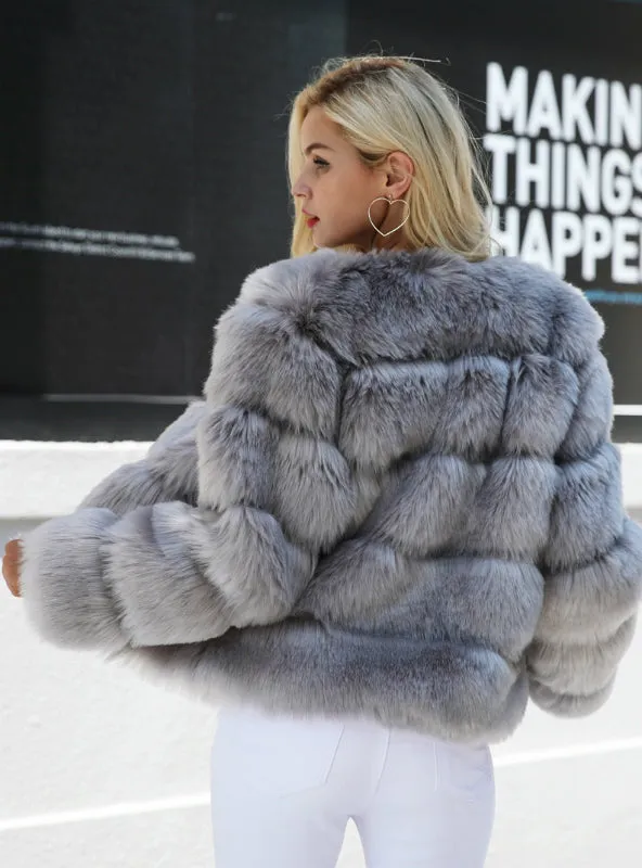 Fluffy Faux Fur Coat Women Short Furry Fake Fur