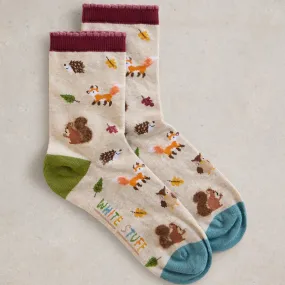 Fluffy Woodland Ankle Socks - Natural Multi