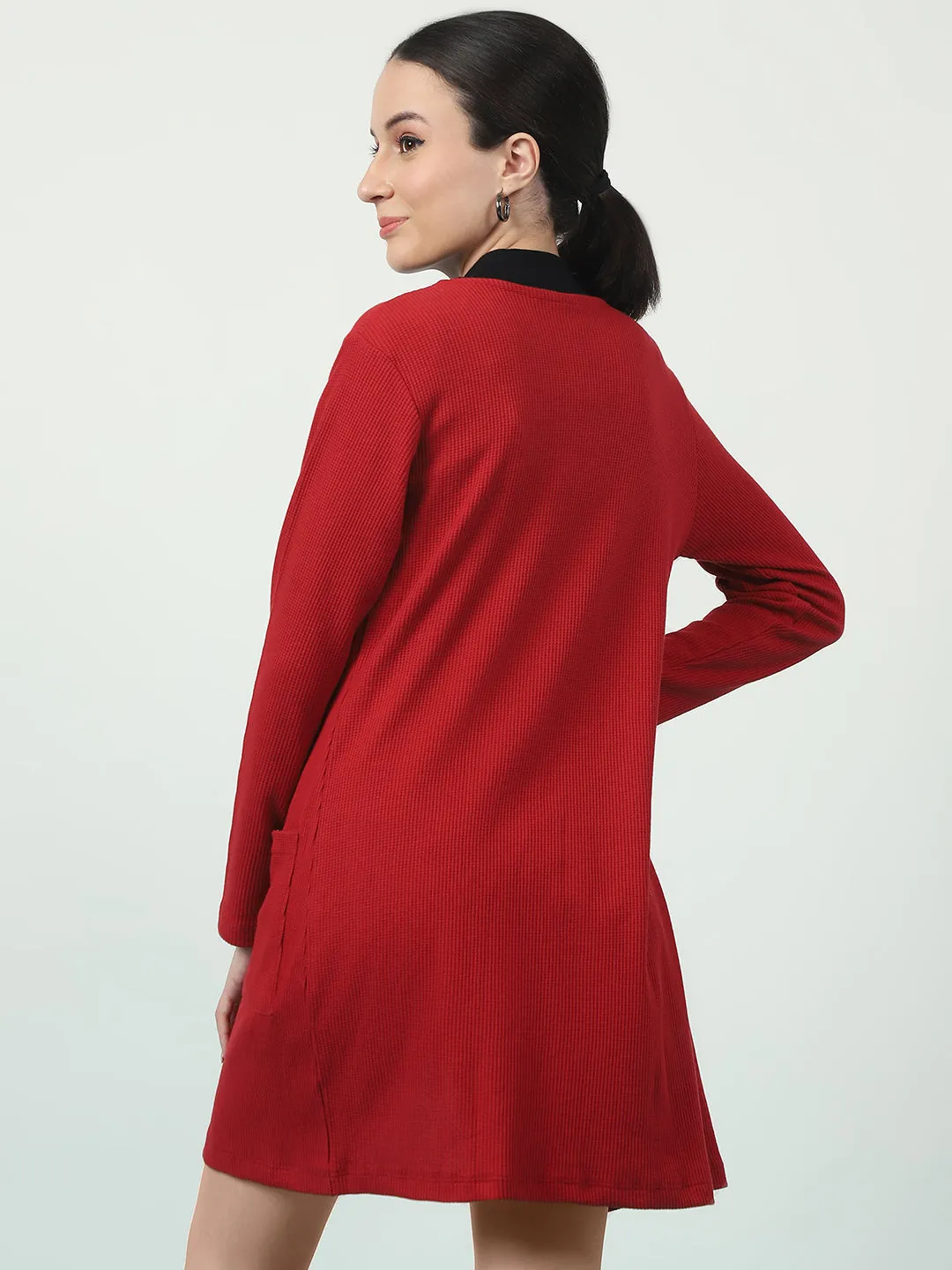 Front Open Cotton Waffle Women Shrug