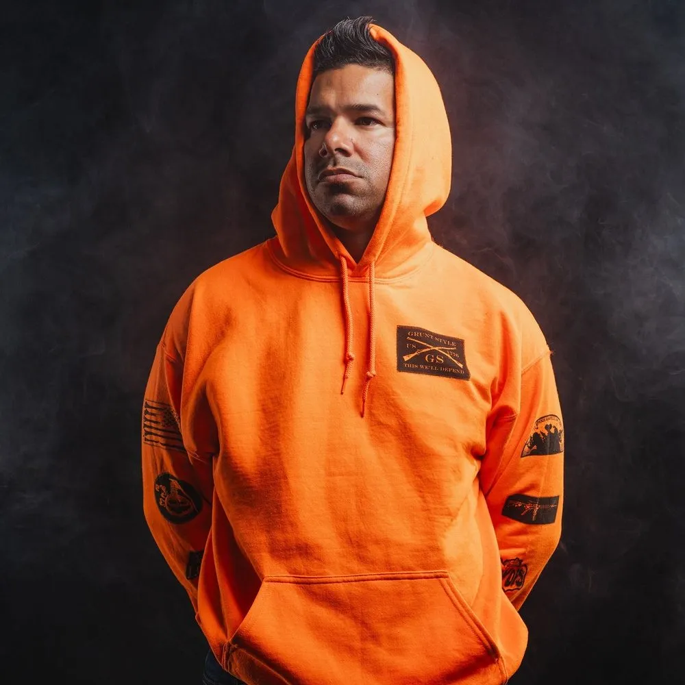 Halloween Patch Hoodie - Safety Orange