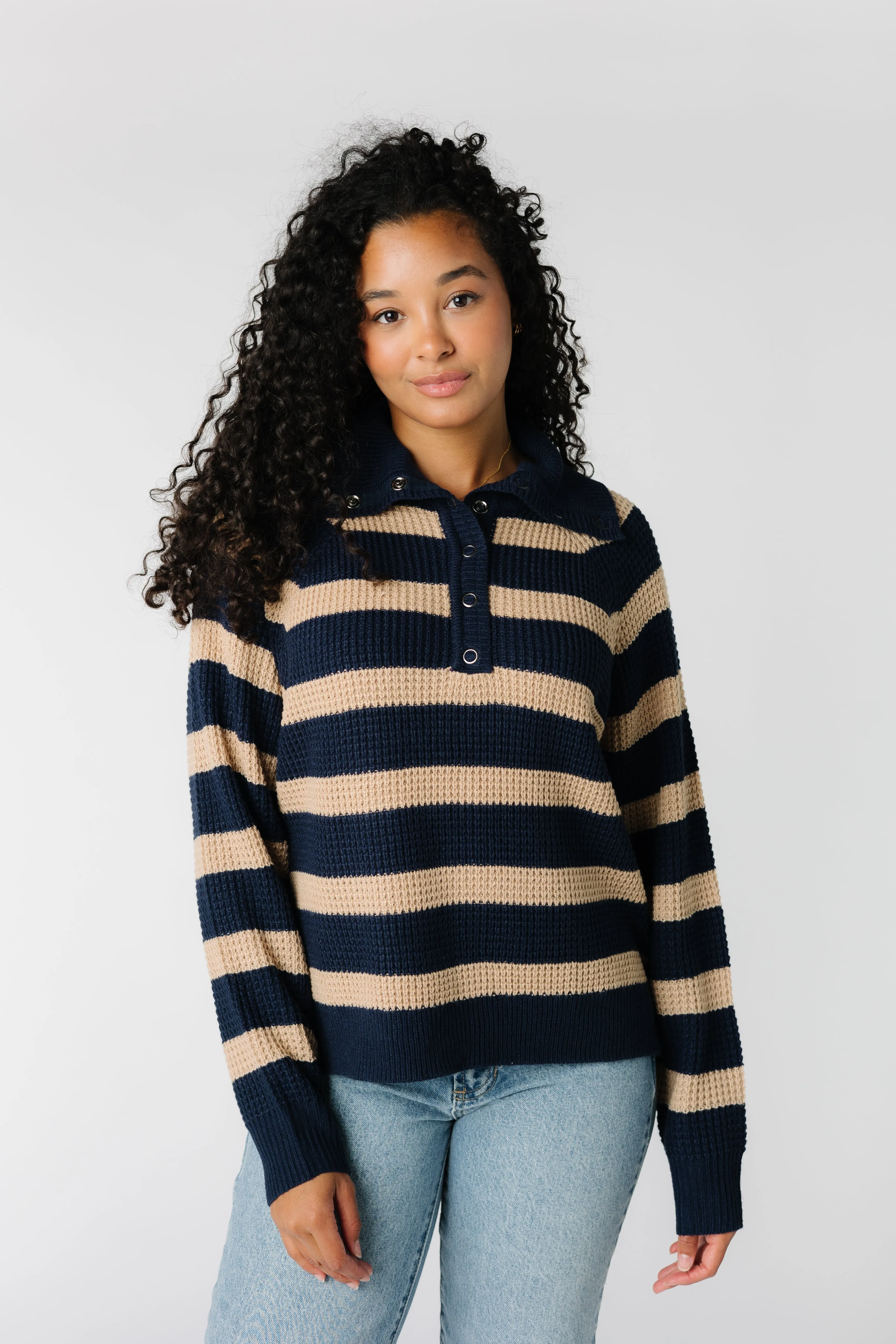 Henley Snap Neck Sweater