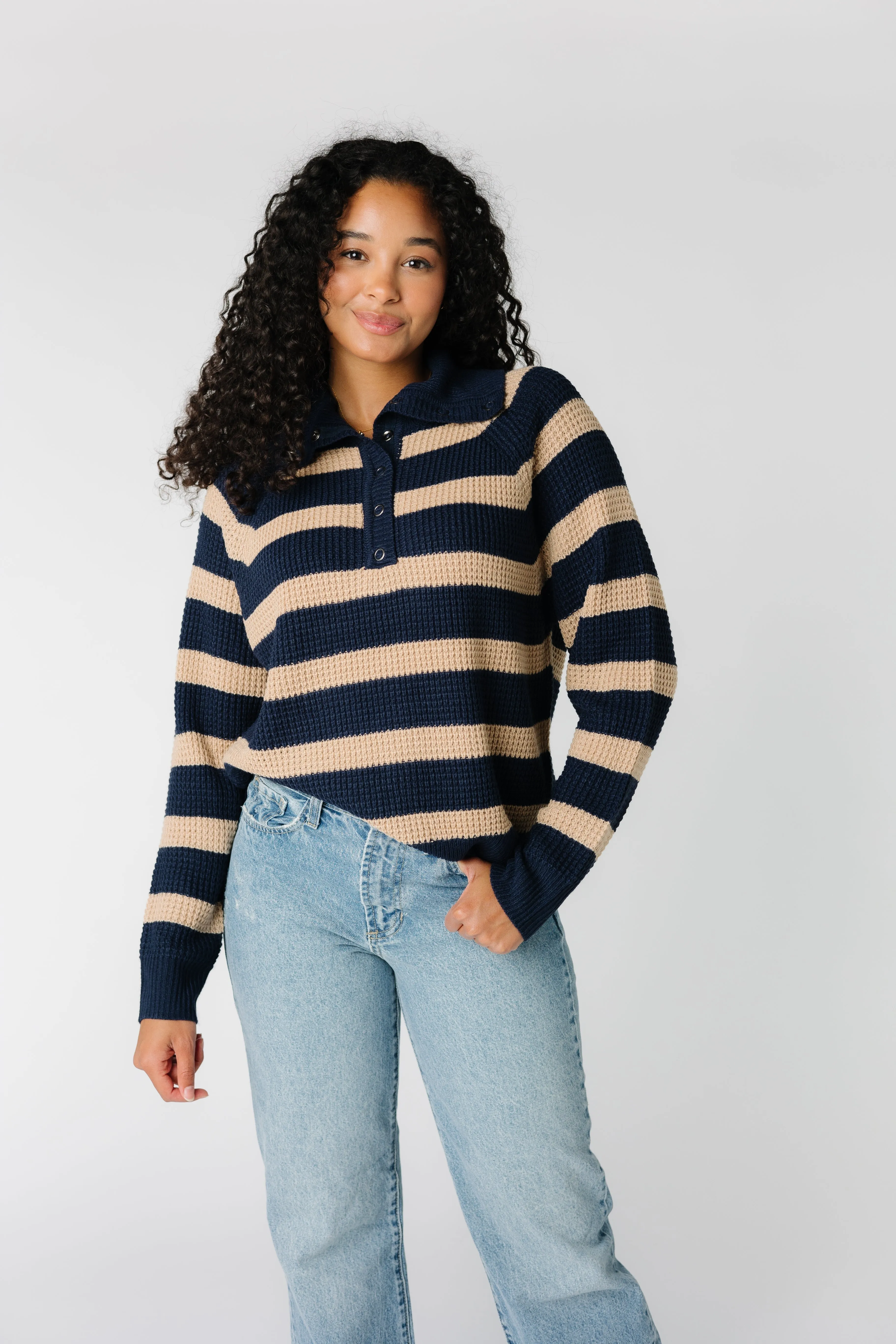 Henley Snap Neck Sweater