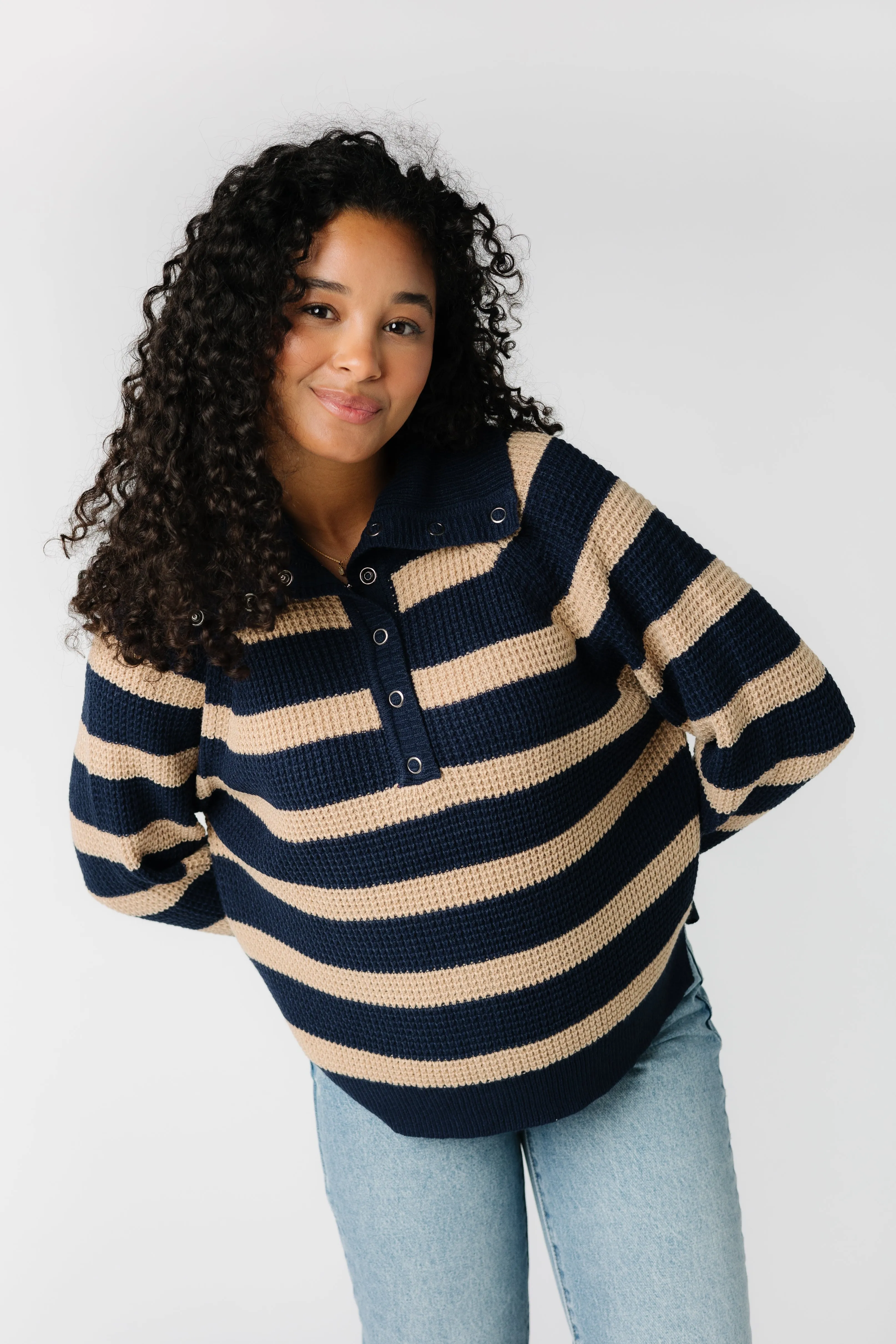 Henley Snap Neck Sweater