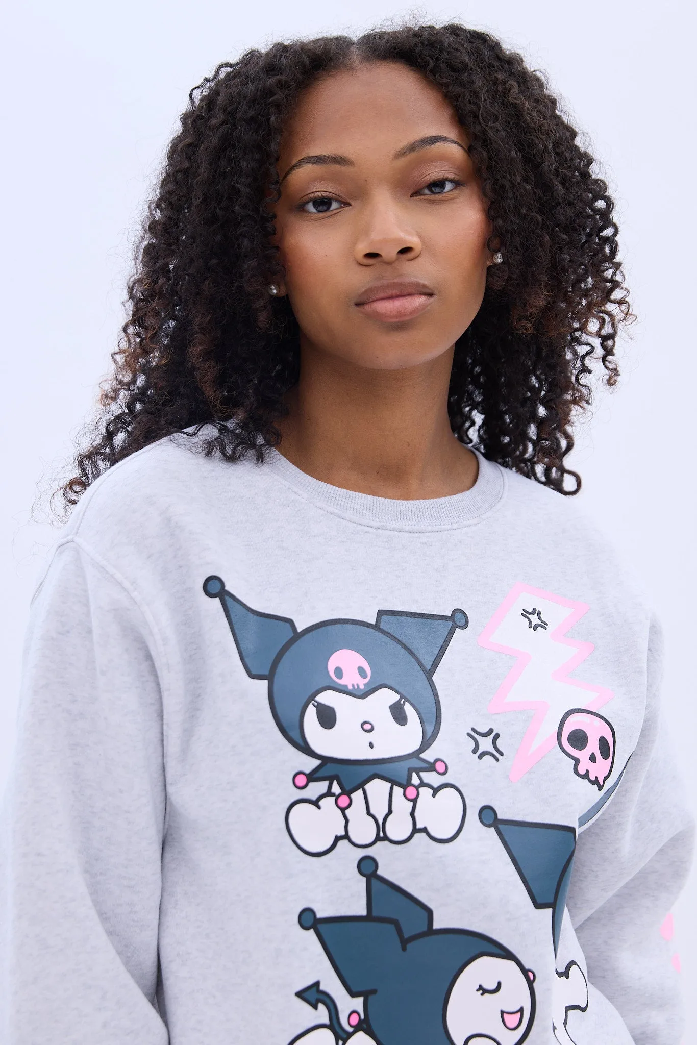 Kuromi Moods Graphic Crew Neck Sweatshirt