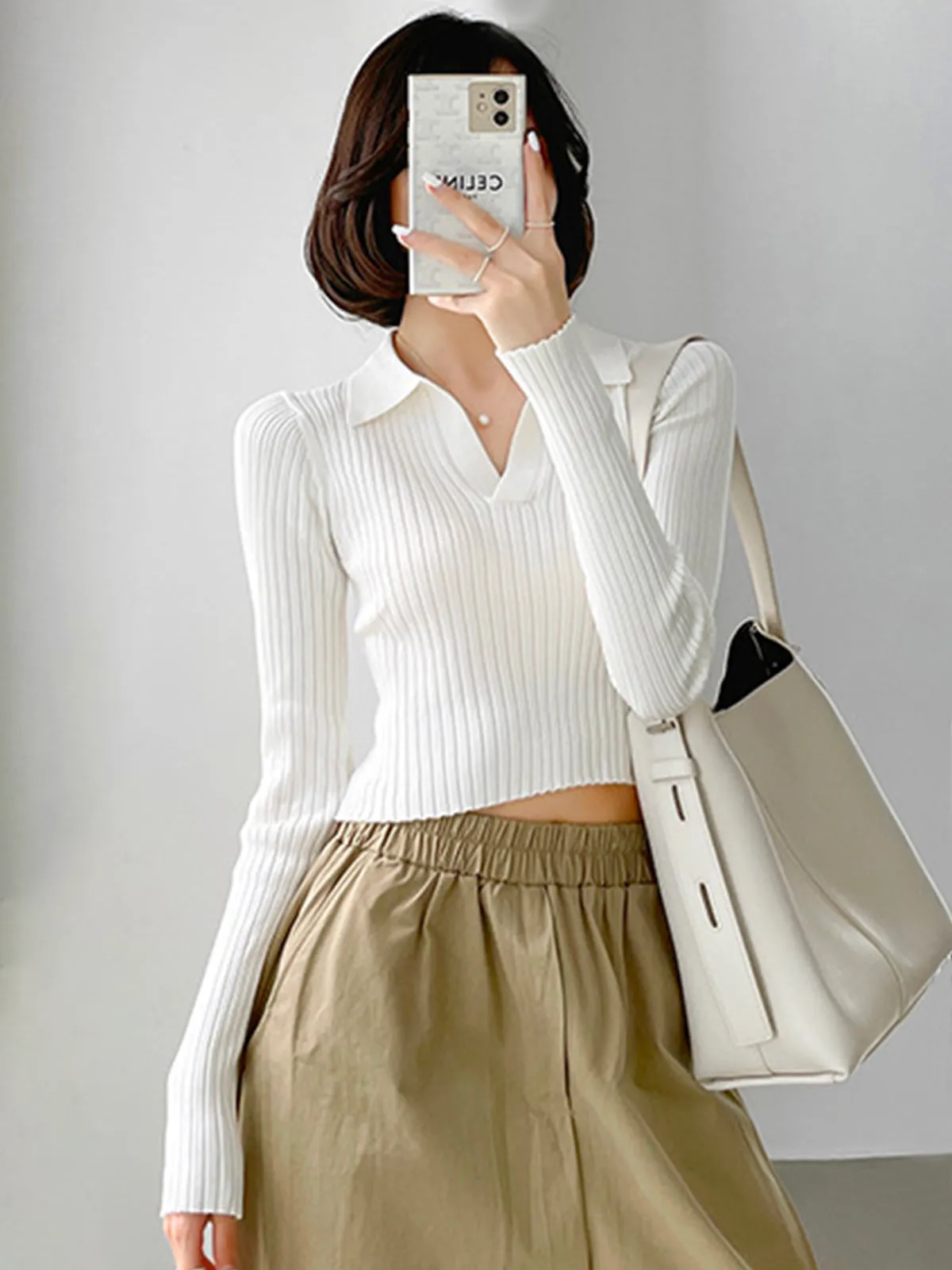 Lapel Knit Sweater