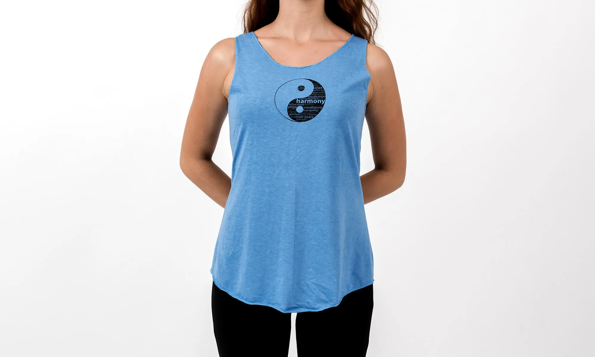 Loose Soft Vintage Style Women's Tank Tops Yin Yang Blue