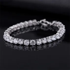 Luxury 4mm Cubic Zirconia Tennis Bracelets Iced Out Chain Crystal Wedding Bracelet For Women Men Gold Silver Color Bracelet