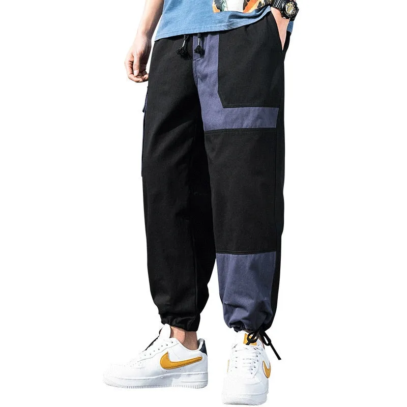 Men's Cargo Pants Male Patchwork Casual Pants