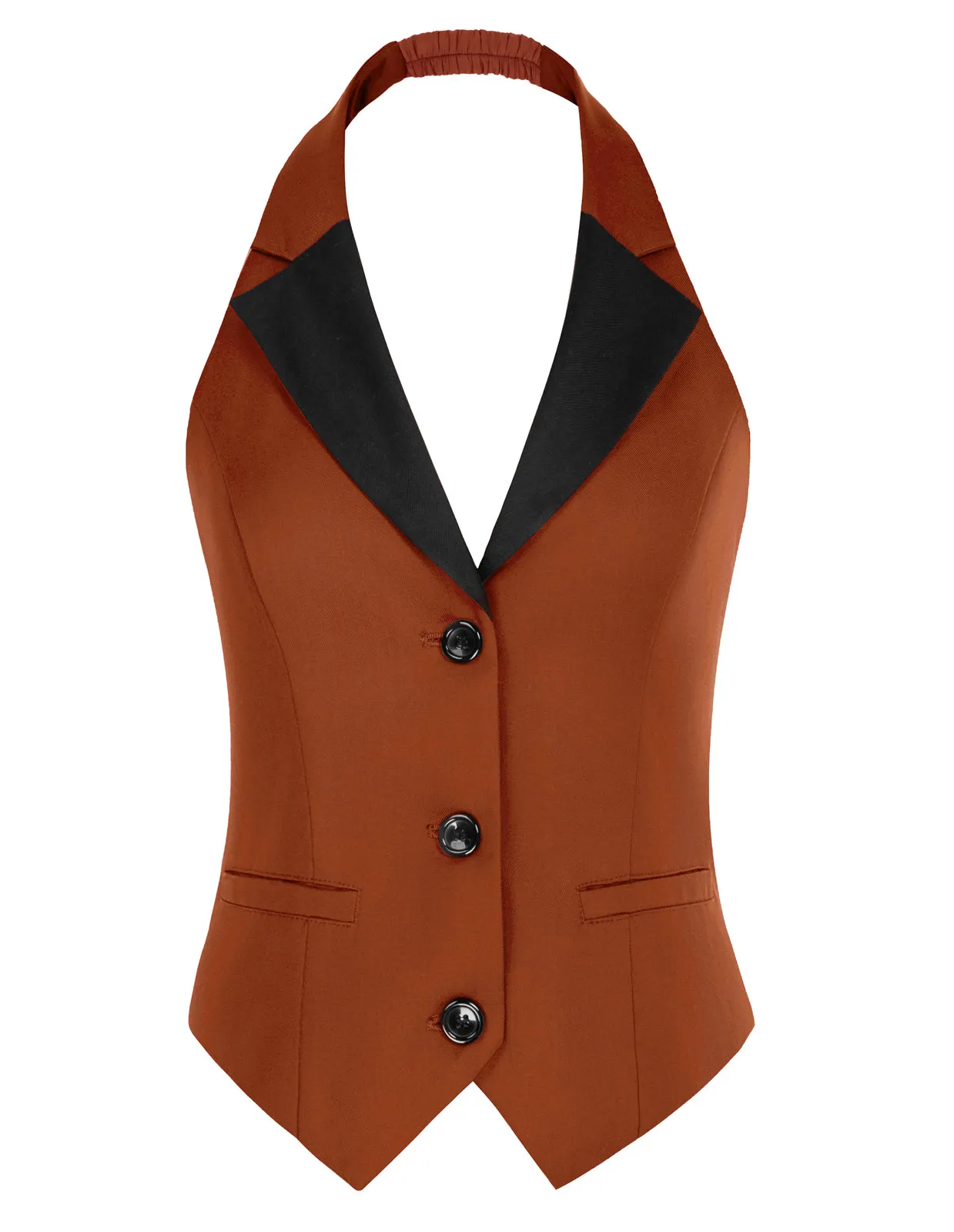 Plaid Style Waistcoat Vest Vintage Halter Lapel Button Down Suit Vest with Pockets