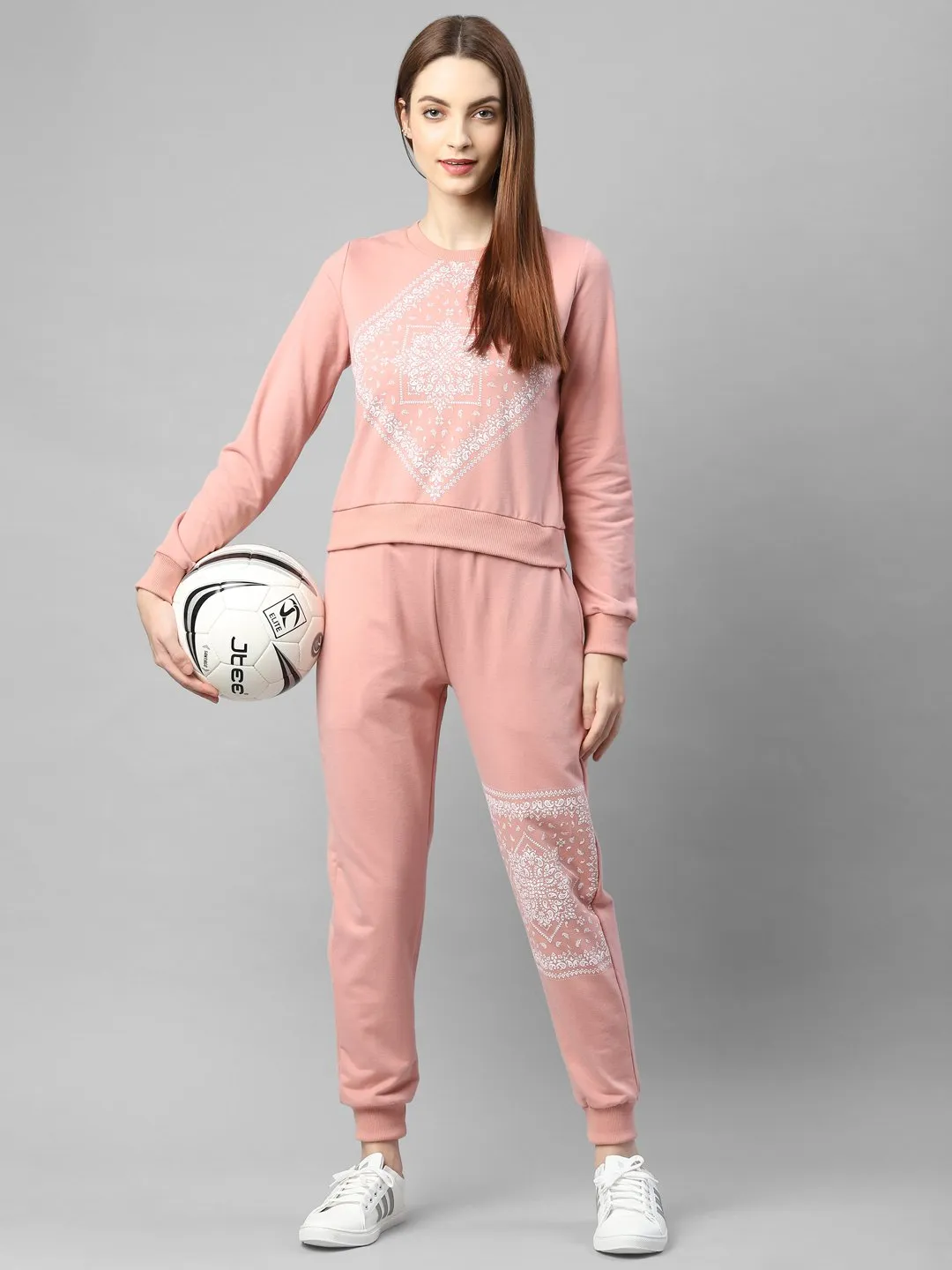 Printed Round Neck Terry Track Suit