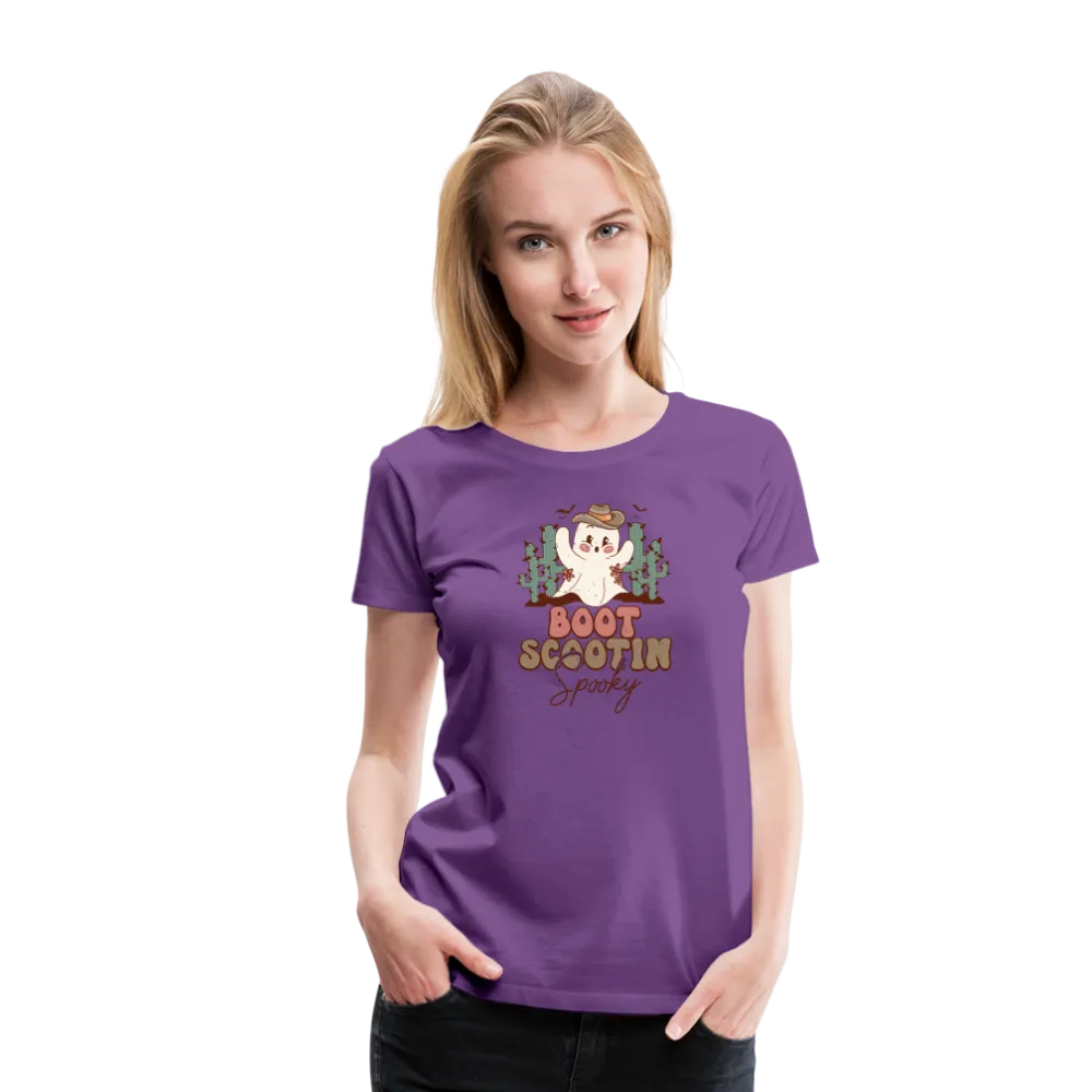 Women's 'Boot Scootin' Spooky' Premium Tee: Where Country Charm Meets Halloween Spirit